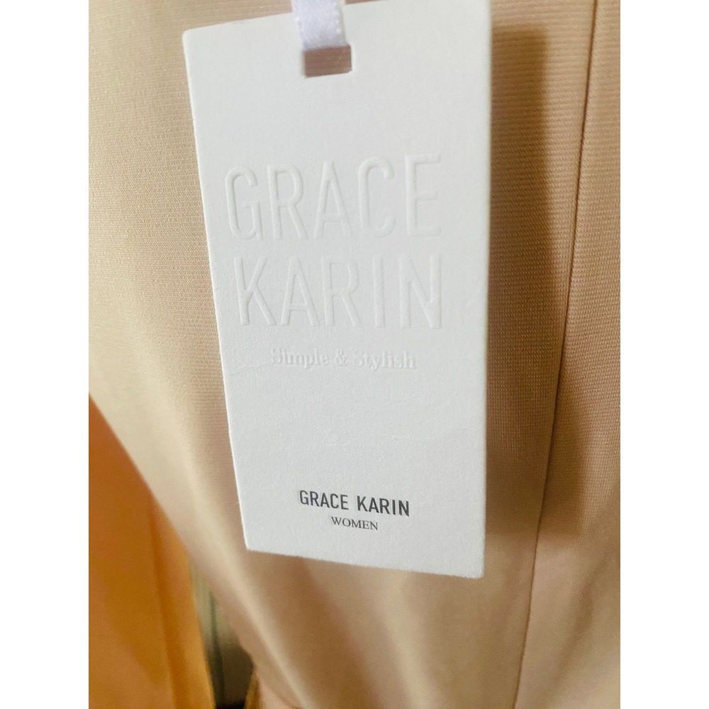 Grace Karin L Wrap Top Sequin Skirt Long Sleeve Sheath Dress Blush Pink Gold NWT - Picture 11 of 12
